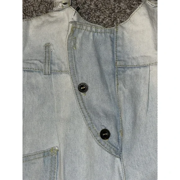 Vintage 80s 90s SWAT Light Acid Wash Denim Jeans Jumpsuit Overalls Size 9 - Picture 5 of 16